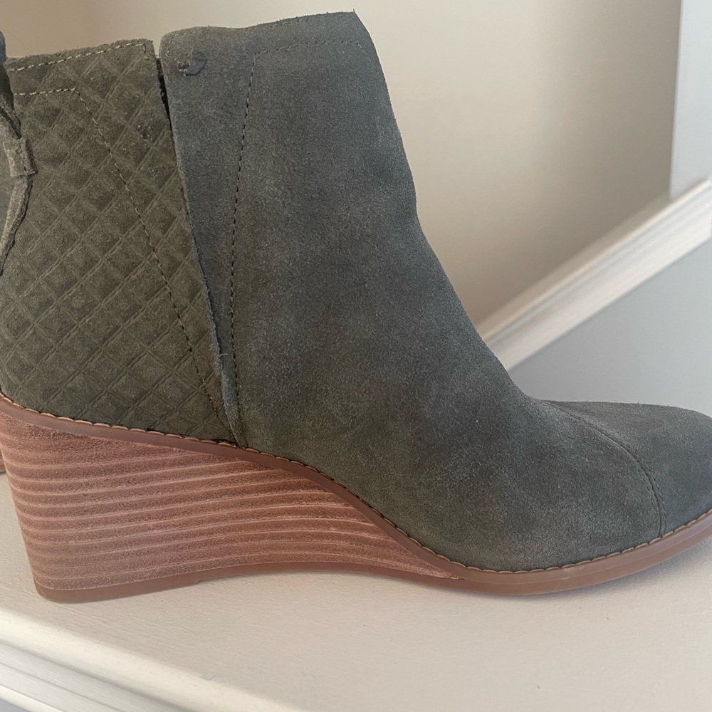 TOMS Suede wedge bootie